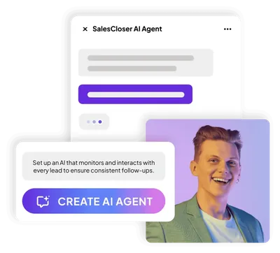 SalesCloser AI agent interface showing automated lead tracking and sales pipeline management